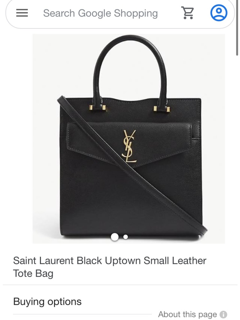 Saint Laurent Black Leather Uptown Tote with Gold YSL Hardware